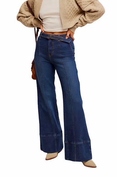 Free People Ryla Ring Belt Wide Leg Jeans In Blue