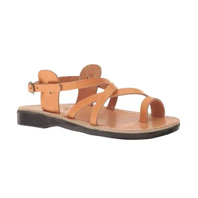 Jerusalem Sandals The Good Shepherd Buckle Sandal In Tan In Multi