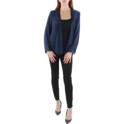 Slny Womens Lace Trim Embellished Jacket In Blue