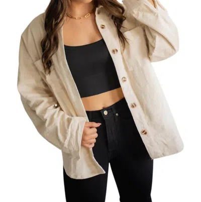 Falcon Park Blake Corduroy Shacket In Ivory In Multi