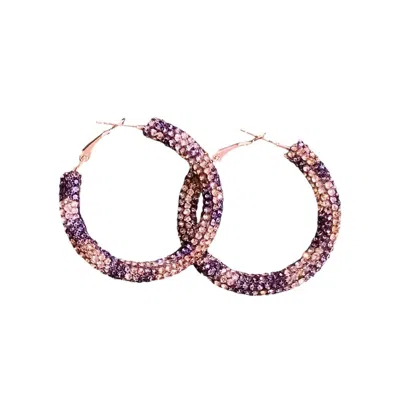 Mys Wholesale Leopard Crystal Hoop Earrings In Brown Multi In Brown
