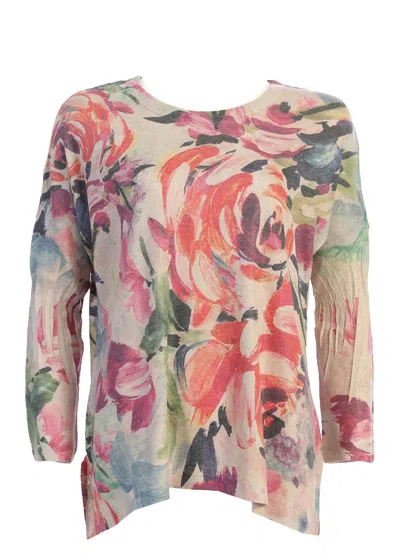 Jess & Jane Women's Sonata High Low Sweater Knit Dolman Top In Multi In Multi