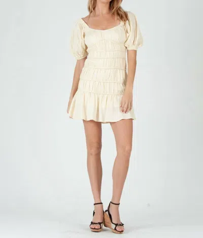 Lucca Rae Puff Sleeve Tiered Mini Dress In Vanilla In White