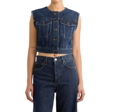 Agolde Denim Cropped Gilet In Multi