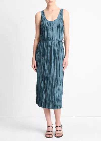 Vince Crushed Bias Stripe Sleeveless Midi Tank Dress In Multi