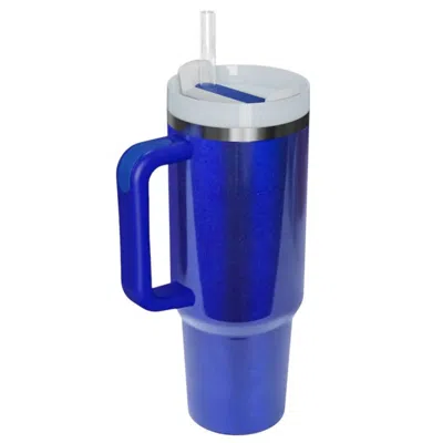 Love Salve Stainless Steel Tumbler With Handle And Straw In Royal Blue In Blue