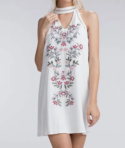 Honey Punch Embroidered Halter Mini Dress In Ivory In Multi
