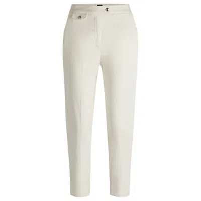 Hugo Boss Casual Trousers In Stretch-cotton Satin In White
