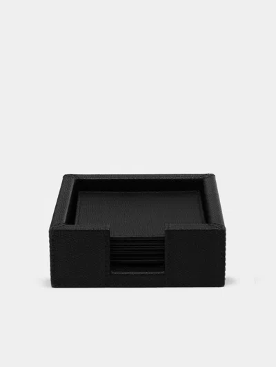 Giobagnara Tao Leather Coasters With Holder (set Of 6)  Abask Gift Set
