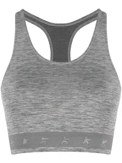 Golden Goose Logo-underband Racerback Crop Top In Grey