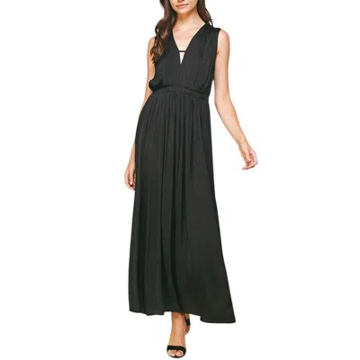 Pinch Shayla Satin Sleeveless Neck Dress In Black In Black