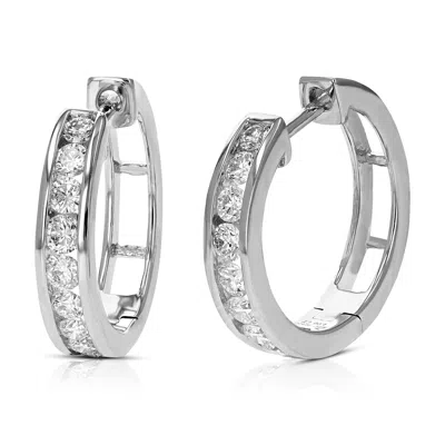 Vir Jewels 1 Cttw Lab Created Diamond Hoop Earrings 925 Sterling Silver Channel 2/3 Inch In Silver