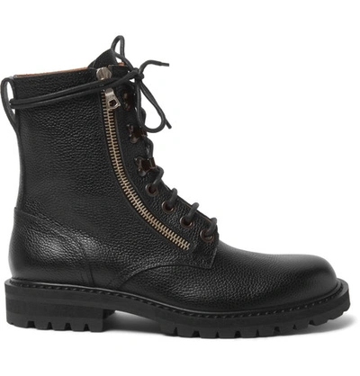Dries Van Noten Pebble-grain Leather Boots In Black