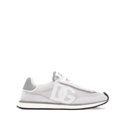 Dolce & Gabbana Man Grey Suede And Mesh Dg Aria Sneakers In Grey