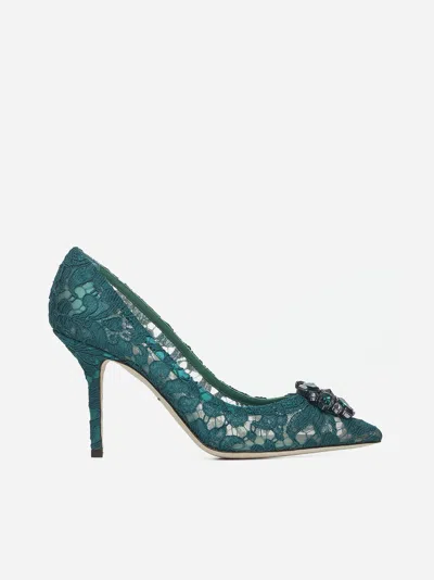 Dolce & Gabbana Lace Stiletto Heel Pumps Crystal Embellishments