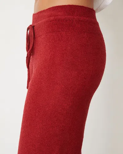 Monrow Boucle Knit Crop Straight Leg Pant In Maroon