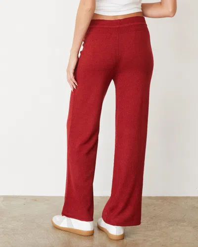 Monrow Boucle Knit Crop Straight Leg Pant In Maroon