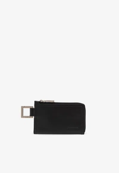 Jacquemus The Cuerda Zipped Leather Cardholder In Black