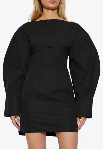 Jacquemus Shirt Dress Featuring Adjustable Belt In Black