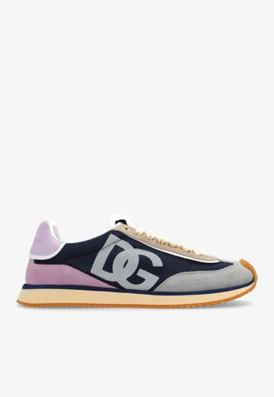 Dolce & Gabbana Cushion Sneakers With Mesh And Suede In Multicolor