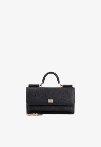 Dolce & Gabbana Mini Dauphine Leather Top Handle Bag In Black