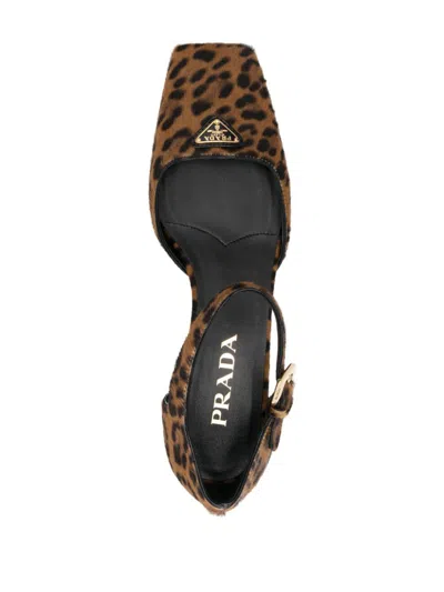 Prada 45mm Triangle-enamel Pumps In Miele