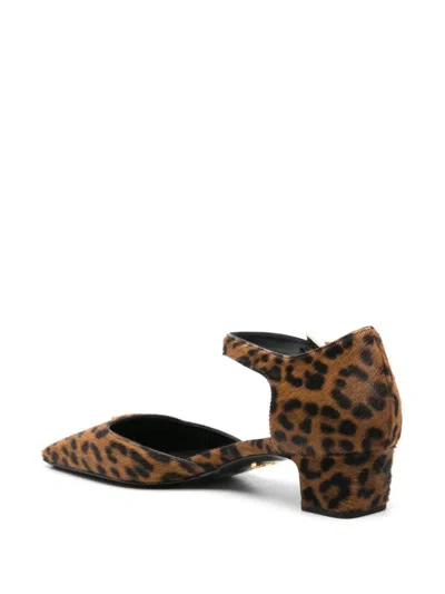 Prada 45mm Triangle-enamel Pumps In Miele