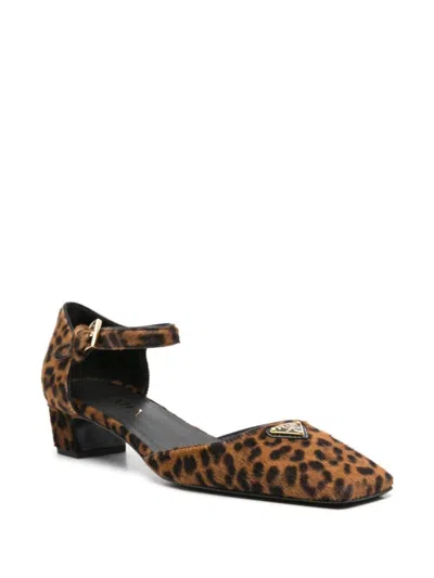 Prada 45mm Triangle-enamel Pumps In Miele