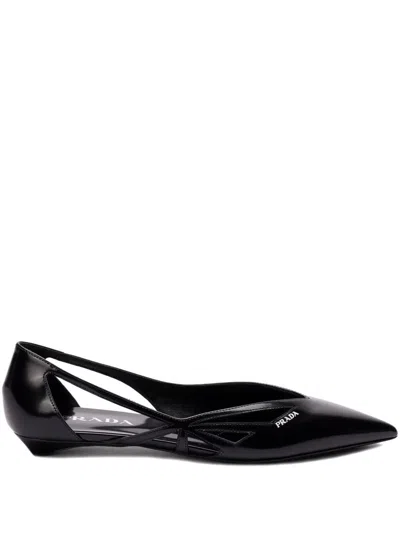 Prada Woman Black Flats In Black