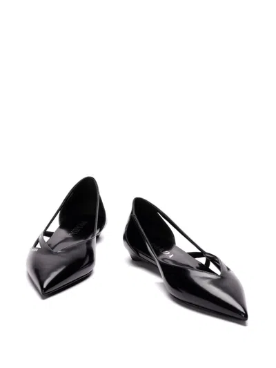 Prada Woman Black Flats In Black