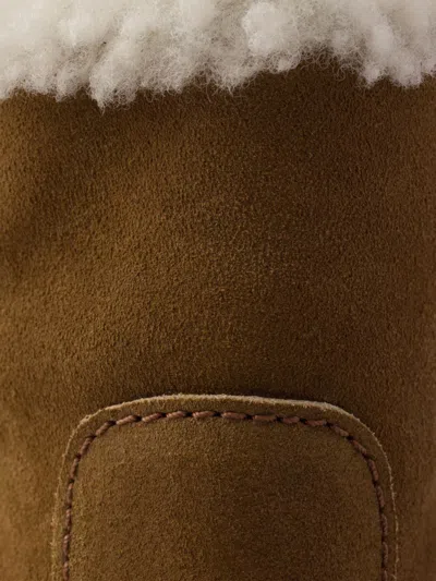 Prada Triangle Logo Suede Snow Boots In Cannella