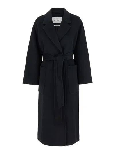 Ivy & Oak Celia Belted Double Face Coat In Black