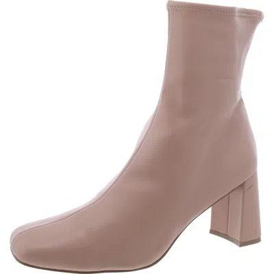 Steve Madden Harli Womens Faux Leather Square Toe Ankle Boots In Beige