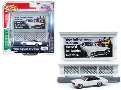 Diecast Model Johnny Lightning 1967 Buick Gs 400 White With "buick" City Billboard "johnny Lightning 50th Anniversary" 1/64 Diecast
