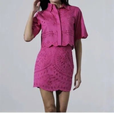 Karina Grimaldi Atlanta Lace Skirt In Hot Pink In Pink