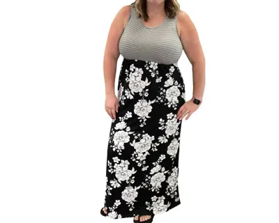 White Birch Floral Tank Maxi Dress In Black/white In Multi