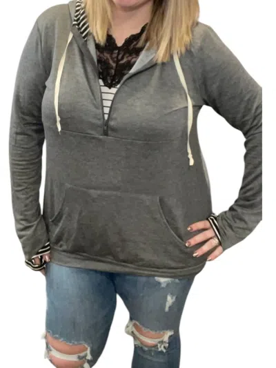 Blumin Kangaroo Hoodie In Charcoal In Pink