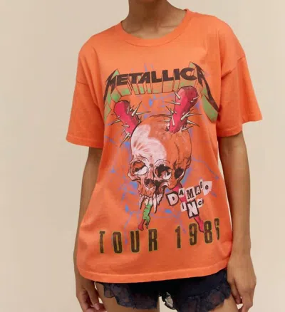 Daydreamer Metallica Damage Inc Tour 1986 Merch Tee Top In Coral Sunset In Orange