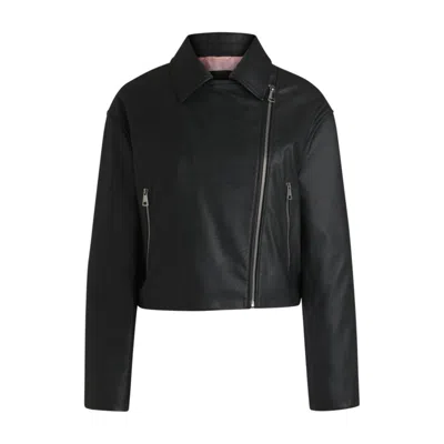 Hugo Boss Faux-leather Biker-style Jacket With Signature Trims In Black
