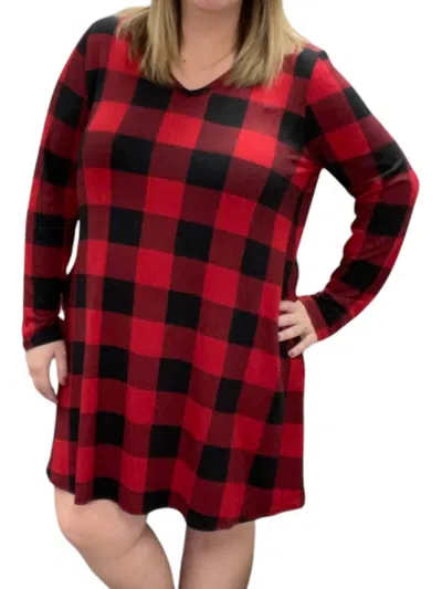 Honeyme Buffalo Plaid Dress In Red In Red