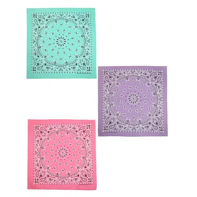 Ctm Women's Cotton Pastel Paisley Print Bandana Kit (pack Of 3) In Multi
