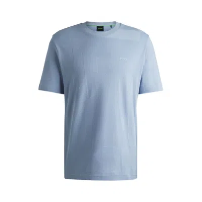 Hugo Boss Cotton-jacquard Regular-fit T-shirt With Seasonal Artwork In Blue
