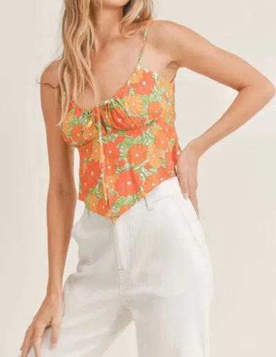 Sadie & Sage Summer Forever Tie Front Camisole Top In Orange In Orange