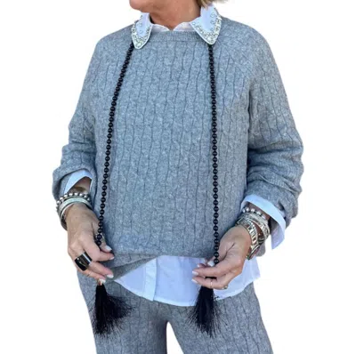 Dex Dabble Cable Knit Sweater In Grey In Grey