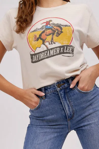 Daydreamer Bucking Bronco Tour Tee Top In Dirty White In Multi