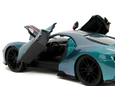 Diecast Model Jada 2017 Ford Gt Blue Metallic With Pink And Black Stripes "pink Slips" Series 1/24 Diecast Model Car By