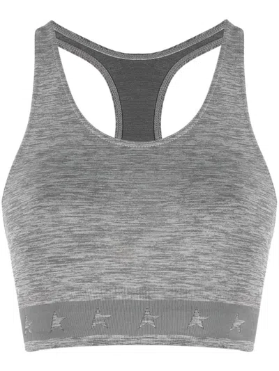 Golden Goose Logo-underband Racerback Crop Top In Grey