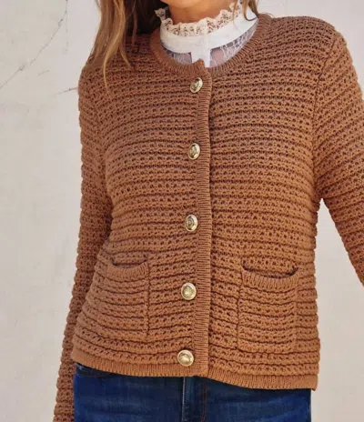 Dress Forum Gabrielle Knitted Cardigan In Toasted Coconut In Multi