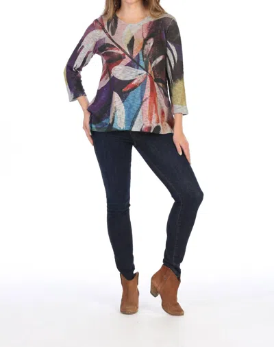 Jess & Jane Wind Ballad Sweater Knit High Low Slit Top In Multi In Multi