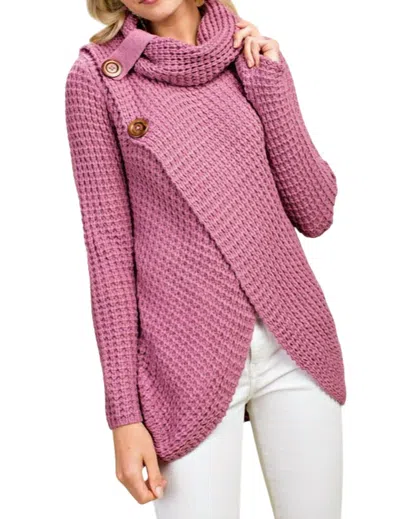 Main Strip Cowl Neck Asymmetric Wrap Sweater In Lavender In Purple